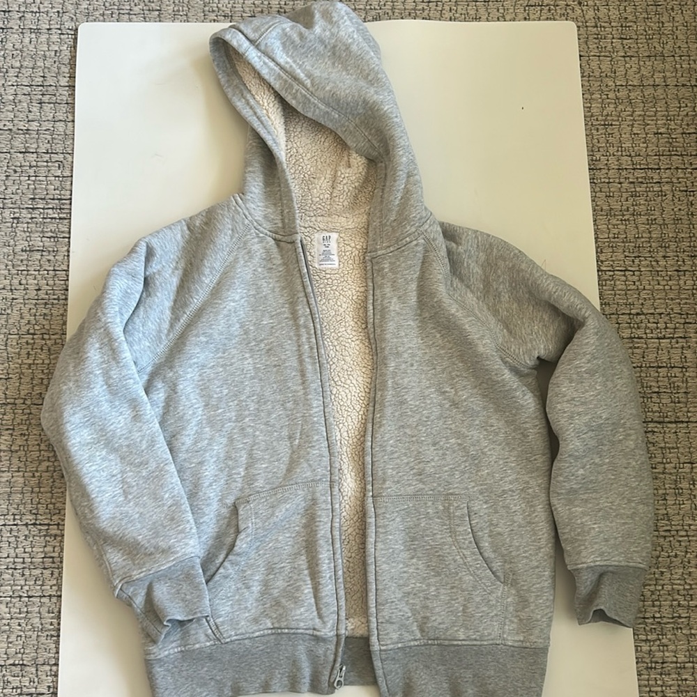 Gap Sherpa-Lined Zip Hoodie, Gray, XL (12 Yrs)
